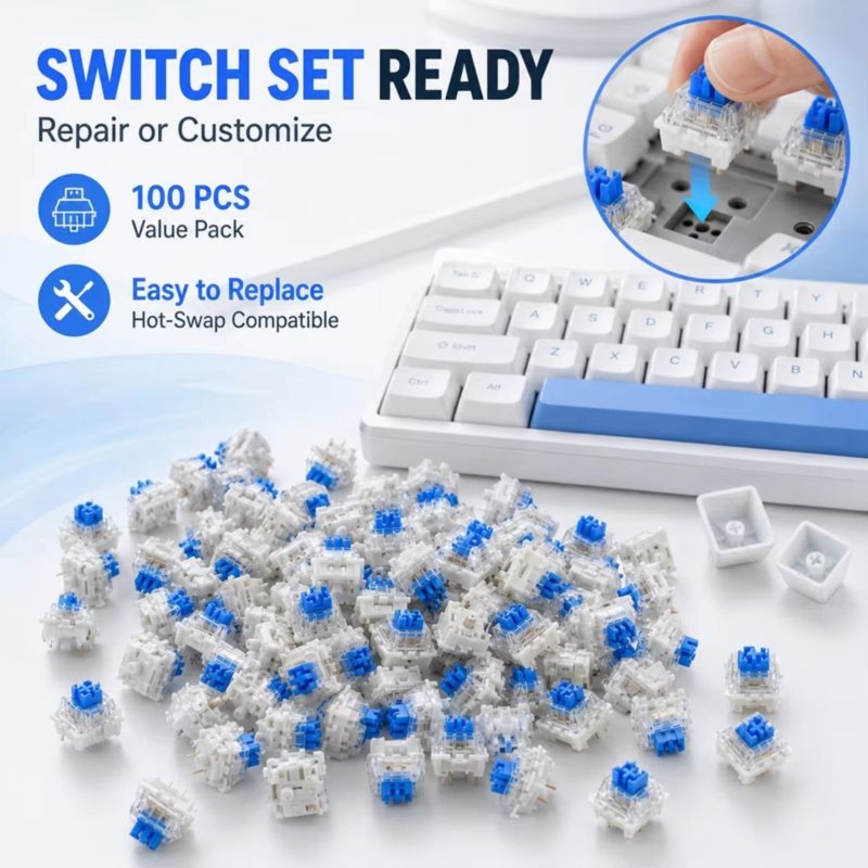 Keyboard Gaming Blue Switch - DT21 100 szt. Przełączniki do klawiatur