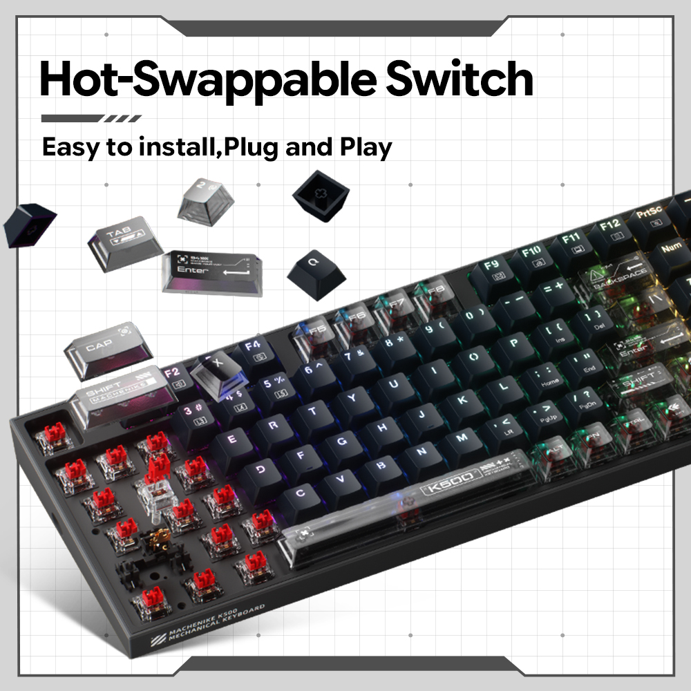 Machenike K500-B94 V2 Przewodo – Gaming Keyboard Hot Swappable recenzja i cena